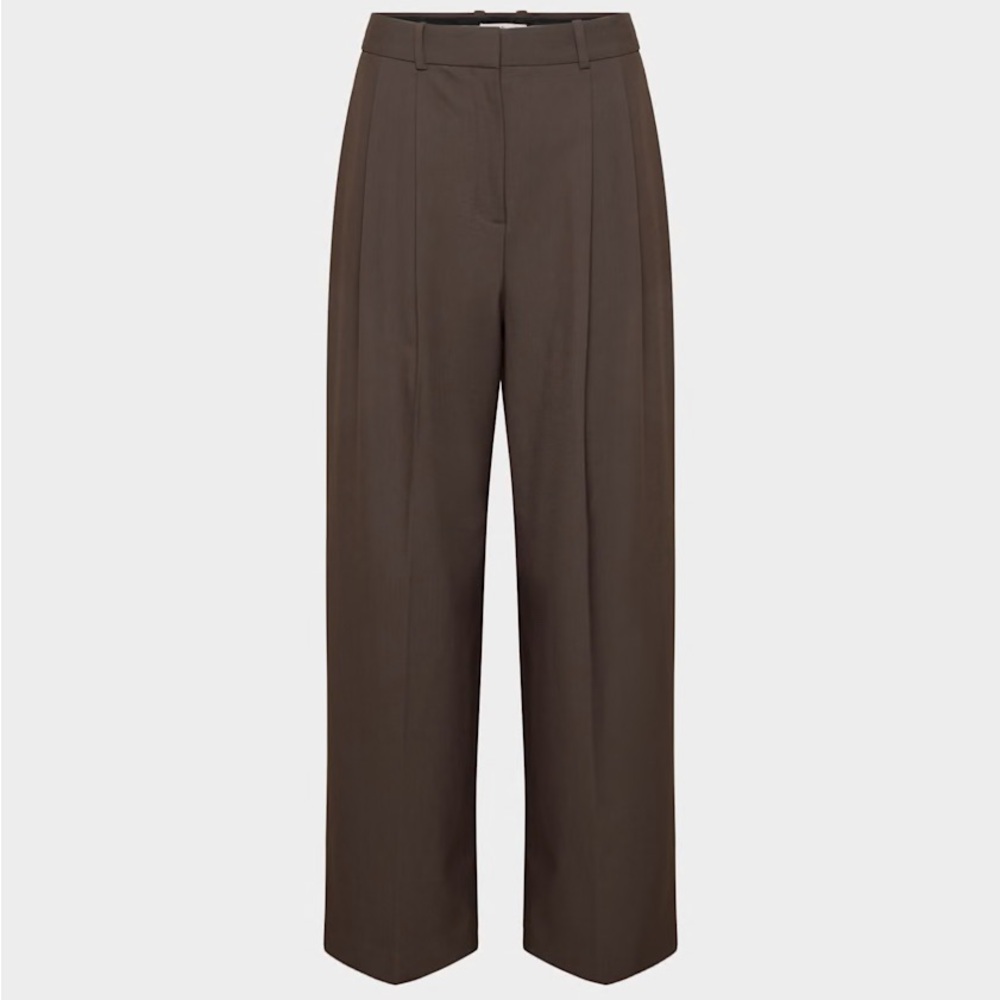NWT Aritzia Babaton Pleated Lavish Pant (Re)ssential Light in heather rich cocoa
